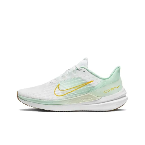 Nike Zoom Winflo 9 Амортизаторы Шок Резистентные к Износу Низкий Топ Повседневные Беговые Кроссовки Женские Белые Зеленые