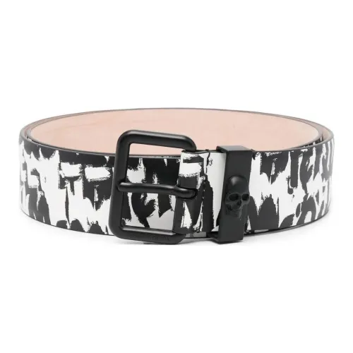 Alexander McQueen Ремни из коровьей кожи, черные, белые, мужские
