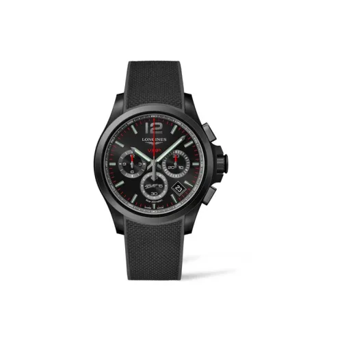 LONGINES Comcast Collection Кварцевый механизм Мужские часы Черный циферблат Корпус из нержавеющей стали Резиновый ремешок