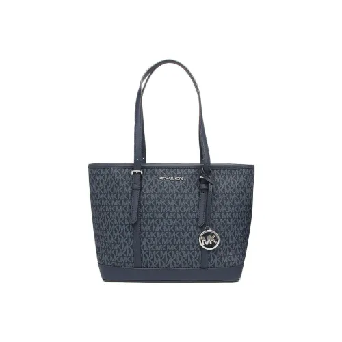 MICHAEL KORS Jet Set Travel PVC-покрытый холст Тоут Сумка Сумка для покупок Сумка Сумка через плечо Маленькая Женская Морской Синий