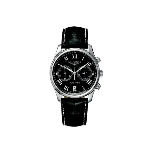 LONGINES Master Collection Автоматический Механический Механизм Мужские Часы Черный Циферблат Нержавеющая Сталь Корпус Кожаный Ремешок