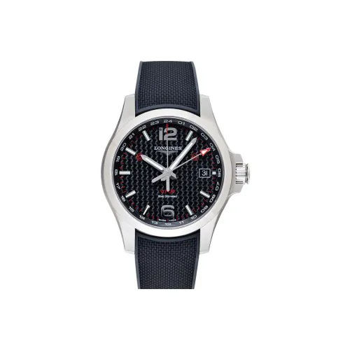 LONGINES Comcast Collection Кварцевый механизм Мужские часы 41 мм Черный циферблат Корпус из нержавеющей стали Резиновый ремешок