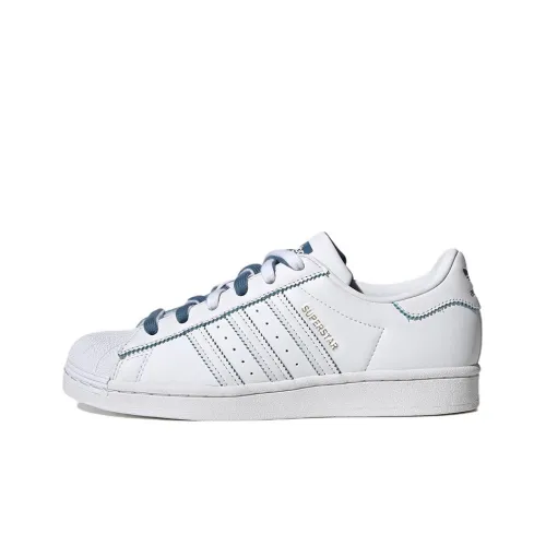 Adidas Originals SUPERSTAR LOW Топ Скейтборд Кроссовки Женские Белые Синие