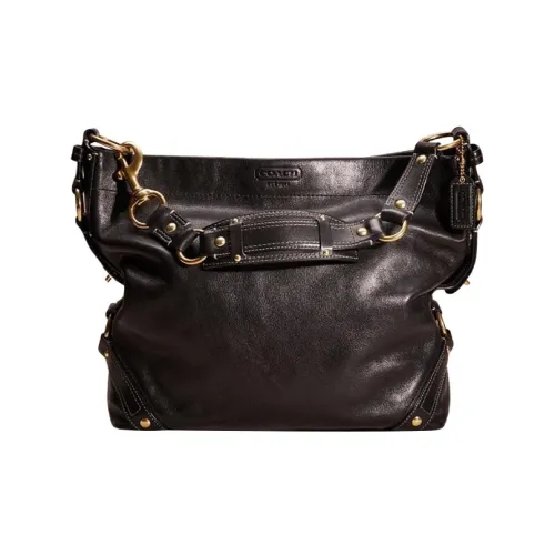 COACH Carly Напп Кожа Сумка-тоут Сумка для покупок Сумка через плечо Большая Женская Черная