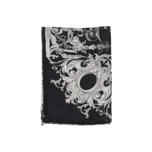 VERSACE Вязаный шарф из шерсти, черный, унисекс