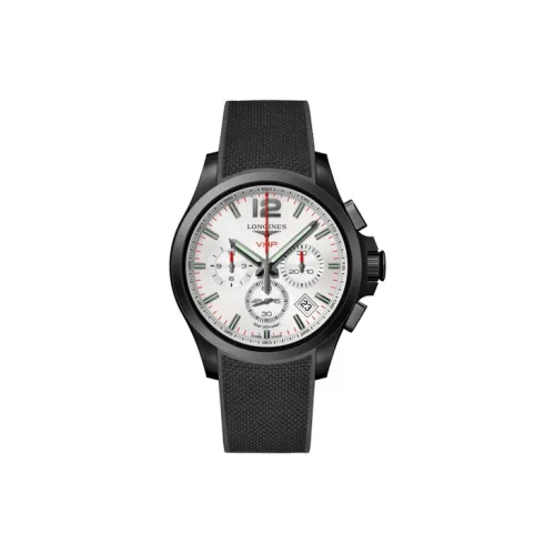 LONGINES Comcast Collection Кварцевый механизм Мужские часы 42 мм Белый циферблат Корпус из нержавеющей стали Резиновый ремешок