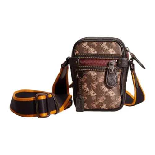 COACH Dylan Холст и Кожаная Сумка через плечо Сумка на плечо Мини Мужская Коричневая