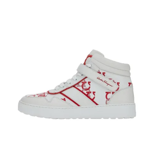 Ferragamo Gancini Высокие Кроссовки для скейтбординга Женские Белые Красные