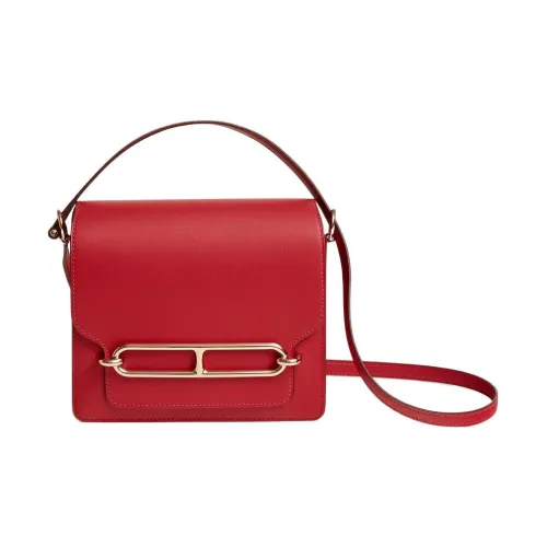 HERMES Roulis Swift Телячья кожа Свиной нос Сумка Сумка через плечо Мини Женские 5X Руж Piment Перечно-красный