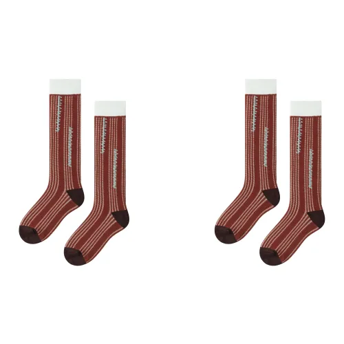 TOOCI Новый китайский стиль Коричневый 2 шт Женские Колено высокие Носки