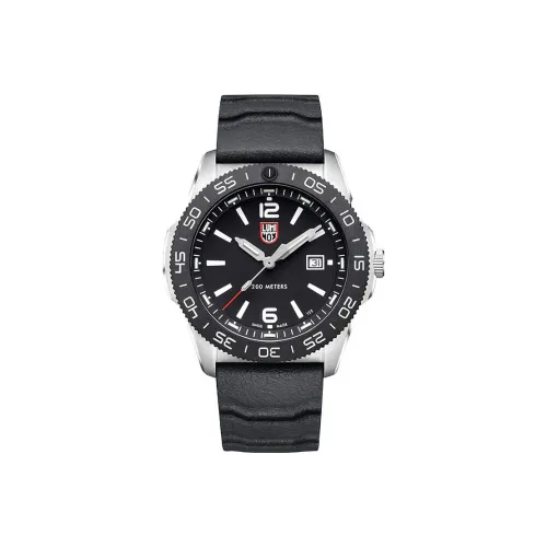 LUMINOX Кварцевый механизм Мужские часы Часы 44 мм Черный циферблат Корпус из нержавеющей стали Резиновый ремешок из нержавеющей стали