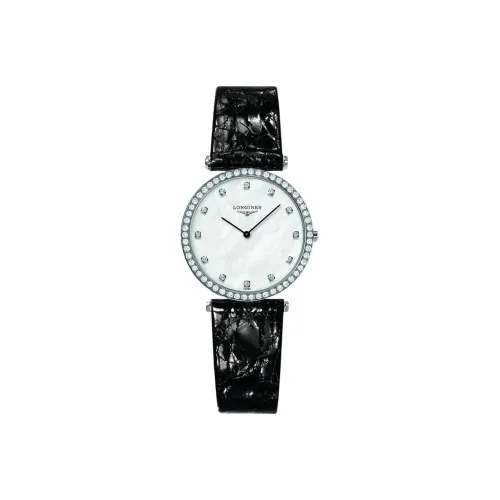 LONGINES Quartz Механизм Женские часы Белый циферблат Корпус из нержавеющей стали Ремешок из натуральной кожи