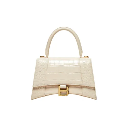 Balenciaga Hourglass Коровья кожа Сумка через плечо Сумка Маленькая Женская Бежевая Молочно-чайная