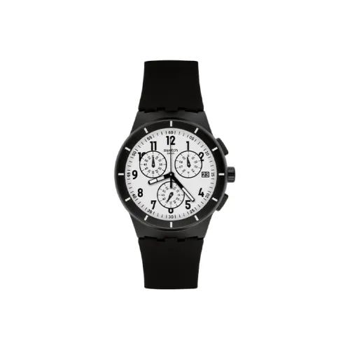 SWATCH Basic Collection Кварцевый механизм Мужские часы Часы 42 мм 42*50,1 Белый циферблат Пластик Корпус Часы Силиконовый ремешок