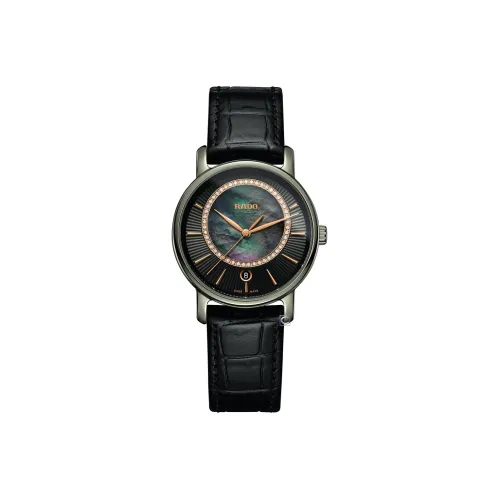 RADO DiaMaster Collection Кварцевый механизм Женские часы 33 мм Черный циферблат Керамика Корпус Кожаный ремешок
