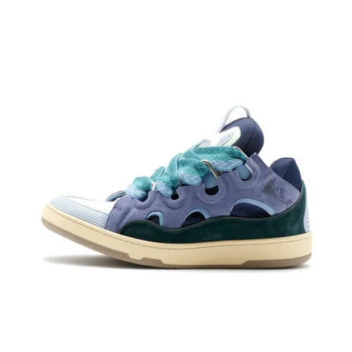 Lanvin Curb MID Топ Стильные Скейтбординги Женские Синий Зеленый