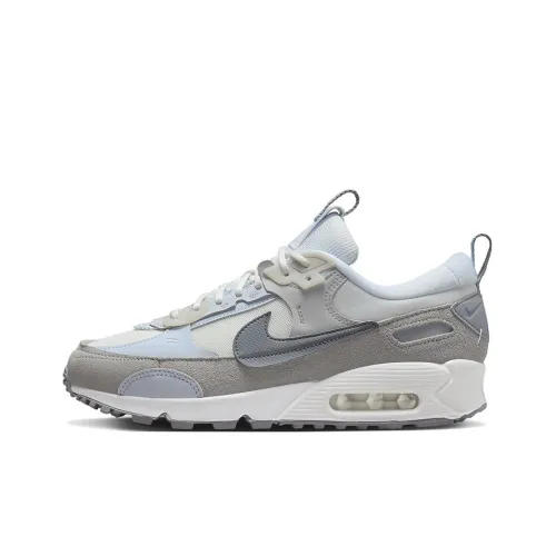 Nike Air Max 90 Low Топ Повседневные Беговые Кроссовки Женские Серый Синий