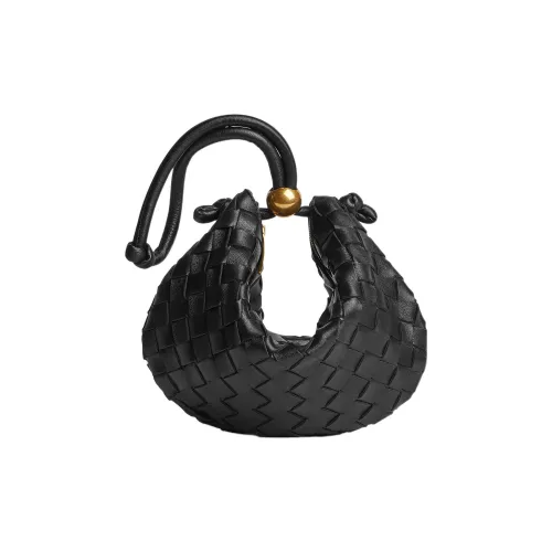 Bottega Veneta Turn Овечья кожа Плечевая сумка Сумка Клатч Маленький Женский Черный