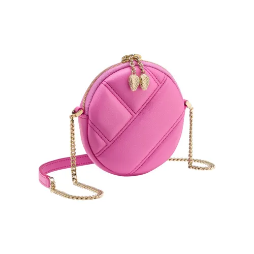 BVLGARI Serpenti Cabochon Телячья кожа Маленькая круглая сумка клатч кошелек для монет сумка через плечо мини женский розовый