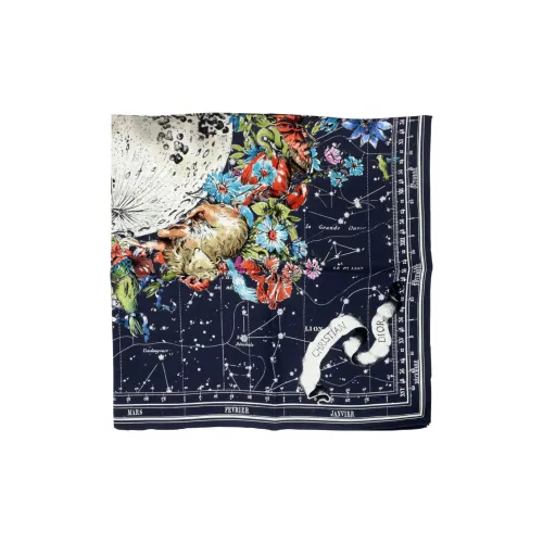 DIOR Шелковые шарфы Синий Унисекс