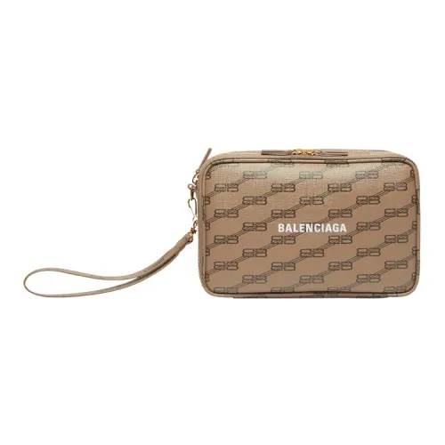 Balenciaga BB MONOGRAM Подпись Покрытый холст Сумка Клатч Мужской Бежевый