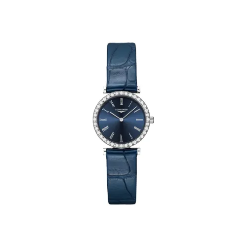 LONGINES Jialan Collection Кварцевый механизм Женские часы Синий циферблат Корпус из нержавеющей стали Ремешок из натуральной кожи