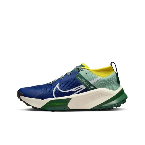 Nike ZoomX Zegama Trail Амортизаторы Шок Устойчивость к Износу Низкий Топ Беговые кроссовки Мужские Синие Зеленые