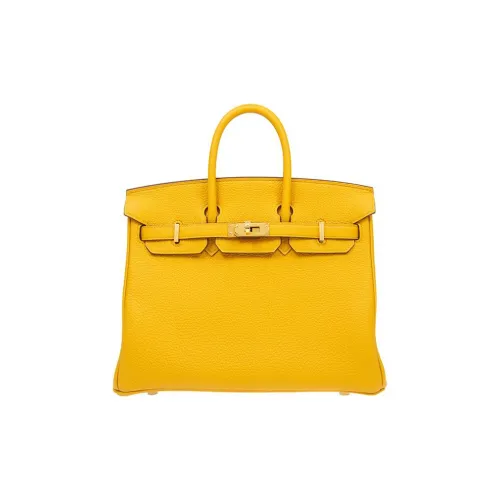 HERMES Birkin Коровья кожа Сумка Birkin Сумка Стандартная Женская Янтарно-желтая