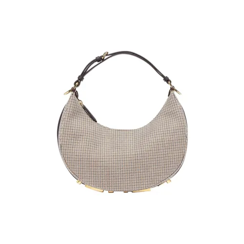 FENDI fendigraphy Шерсть Полумесяц Сумка Плечевая Сумка Сумка Маленькая Женская Коричневая