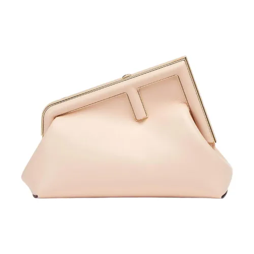 FENDI First Lambskin One Shoulder Crossbody Clutch Small Women's Light Pink
