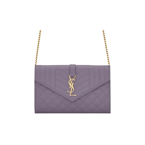 SAINT LAURENT Монограмма Телячья кожа Конверт Сумка через плечо Женская Фуксия