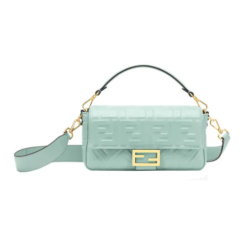 FENDI Baguette Овчина Сумка Baguette Портативная Сумка через плечо Сумка через плечо Средняя Женская Мятно-зеленая