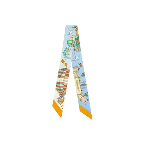 HERMES Twilly Маленький Шелковый Шарф Женский Синий