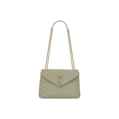 SAINT LAURENT LOULOU Телячья кожа Портативная Сумка через плечо Сумка на плечо Женская Шалфейно-зеленая