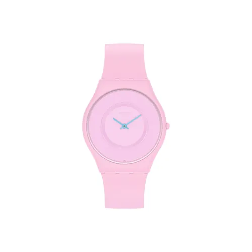 SWATCH SKIN Collection Кварцевый механизм Унисекс Часы 34 мм Розовый циферблат Часы Биокерамика Корпус Часы Силиконовый ремешок