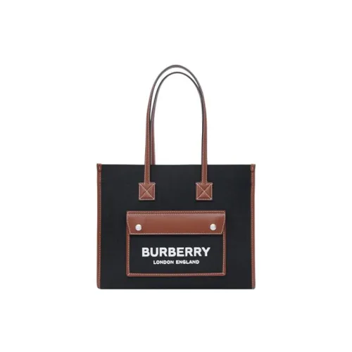 Burberry Винтаж Canvas Телячья кожа Тоут Сумка Сумка для покупок Сумка Маленькая Женская Черная Коричневая