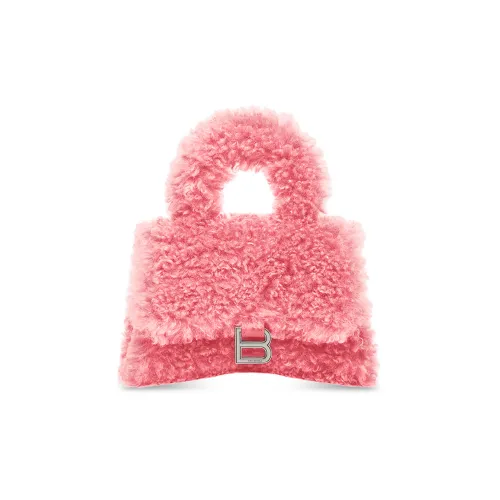 Balenciaga Furryhourglass Овчина Через плечо Одно плечо Сумка Мини Женские Розовый