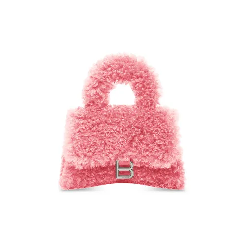 Balenciaga HourglassFurry Овчина Через плечо Одно плечо Сумка Мини Женские Розовый
