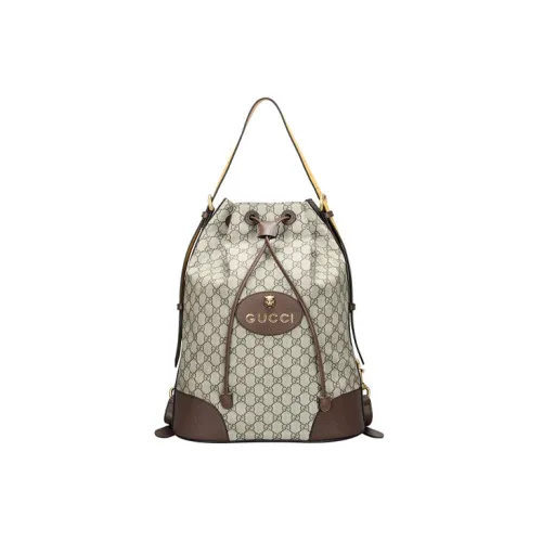 GUCCI Canvas Сумка-ведро Рюкзак Большой Унисекс Эбеново-коричневый