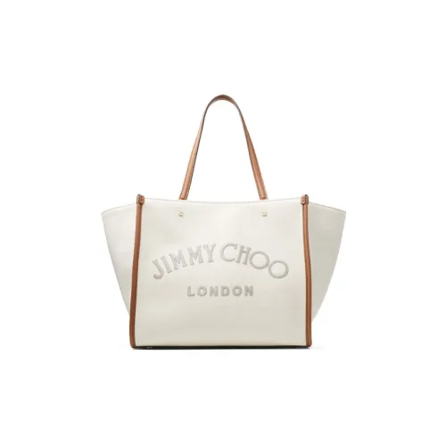 Jimmy Choo Хлопок холст телячья кожа тоут сумка сумка для покупок сумка через плечо сумка женский белый серый коричневый