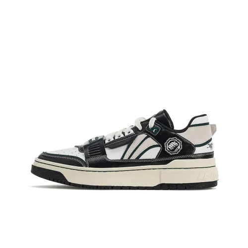 LINING Rookie Slip-Resistant Abrasion-Resistant Low-Top Skateboard Shoes Women's Black White LINING Rookie Slip-Resistant Abrasion-Resistant Низкие Кроссовки для Скейтбординга Женские Черный Белый