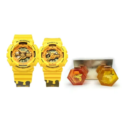 CASIO Медовая коллекция Пчелка Медовая банка Коробка Электронный механизм Смольный ремешок Часы Унисекс Желтый циферблат часов