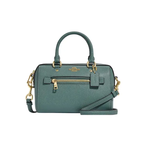 COACH Rowan Крестообразная текстура Кожа Сумка Сумка через плечо Сумка через плечо Мини Женская Чернила Зеленый