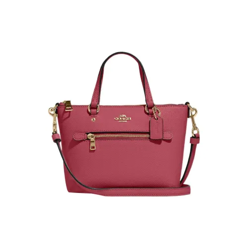 COACH Gallery Крестообразная текстура кожа Тоут Сумка Сумка для покупок Сумка Сумка через плечо Сумка через плечо Маленькая Женская Рубиновый Красный