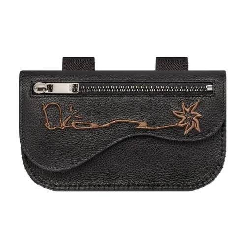 DIOR Кактусовый Джек Коллаборация Коровья кожа Седло Рука Запястье Сумка Мужской Черный