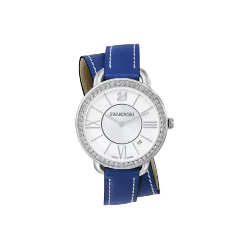 Swarovski Наручные часы Кварцевый механизм Кожаный ремешок Синий циферблат Женские часы