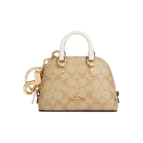 COACH Холст с покрытием и гладкая кожа акценты брелок для сумки аксессуар мини женский монограмма коричневый