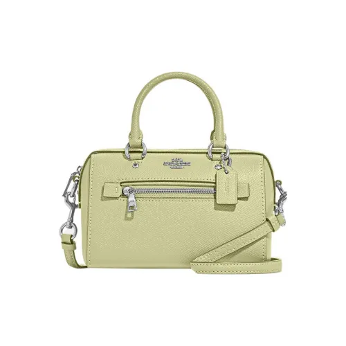 COACH Rowan Крестообразная текстура Кожа Сумка Сумка через плечо Сумка через плечо Мини Женская Лаймово-зеленый