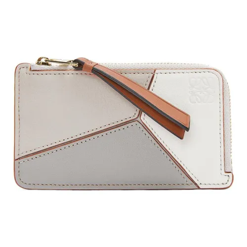 LOEWE Пазл Коровья кожа Монета Кошелек Держатель для карт Женские Серый Белый