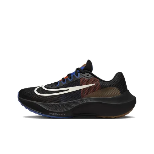 Nike Zoom Fly 5 Амортизаторы Slip-resistant Abrasion-resistant Низкий топ Carbon Plate Беговые кроссовки Мужской Черный Белый